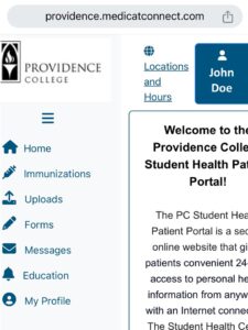 screenshot that shows patient portal immunization status being compliant with no red dot