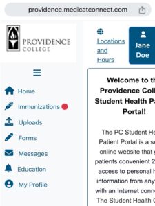 screenshot that shows patient portal immunization status missing immunization information with red dot